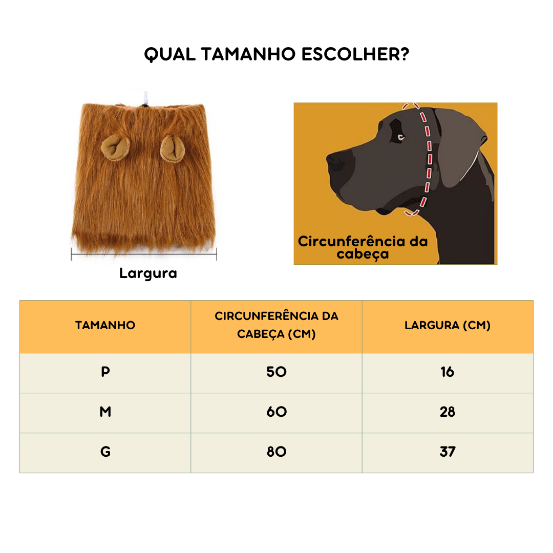 Fantasia de Juba de Leão para Cães e Gatos