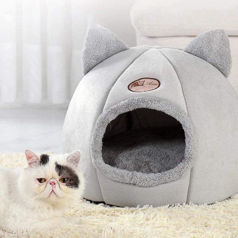 Cama Design de Gato Quente Pelúcia Macia para Gatos