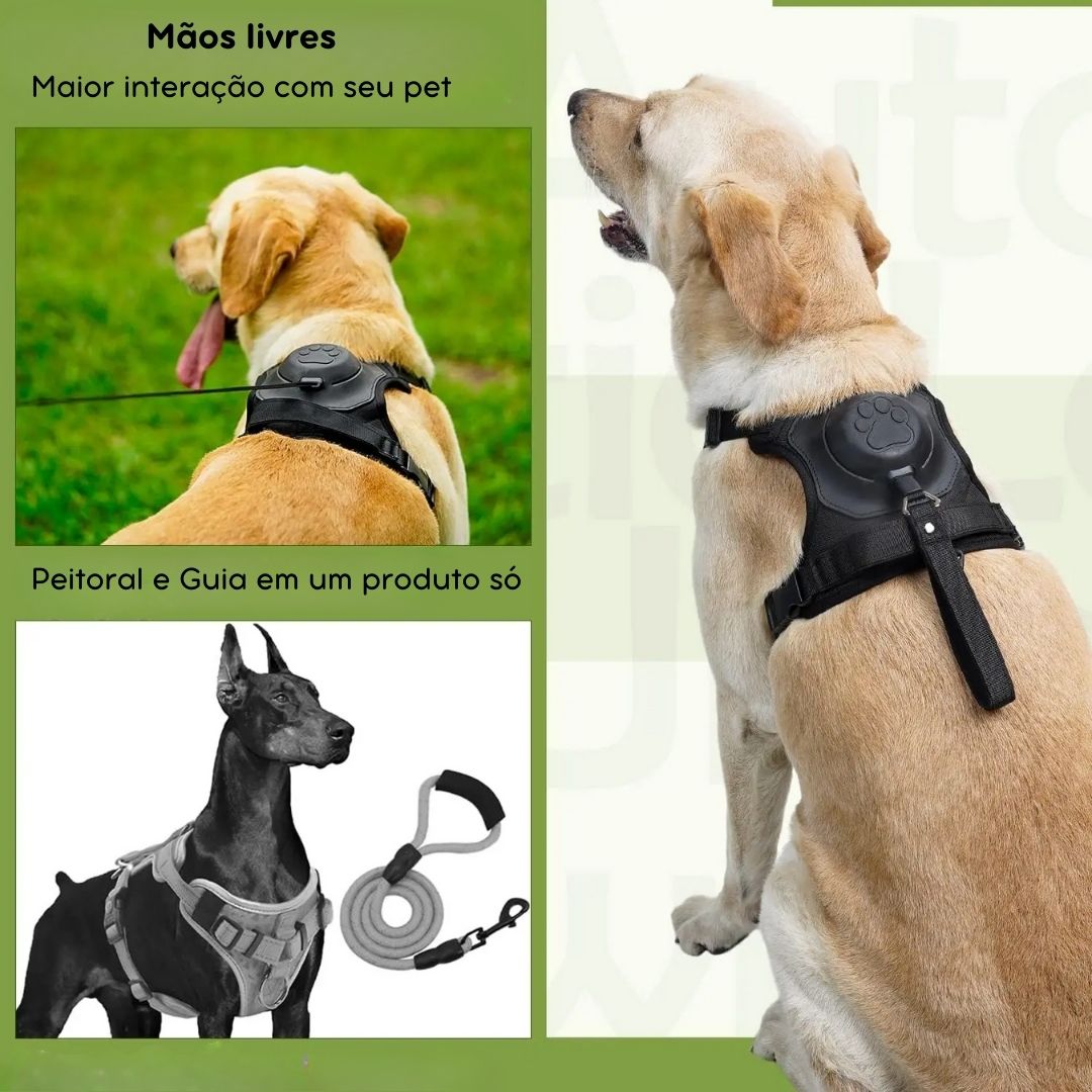 Coleira com Guia Embutida para Pets