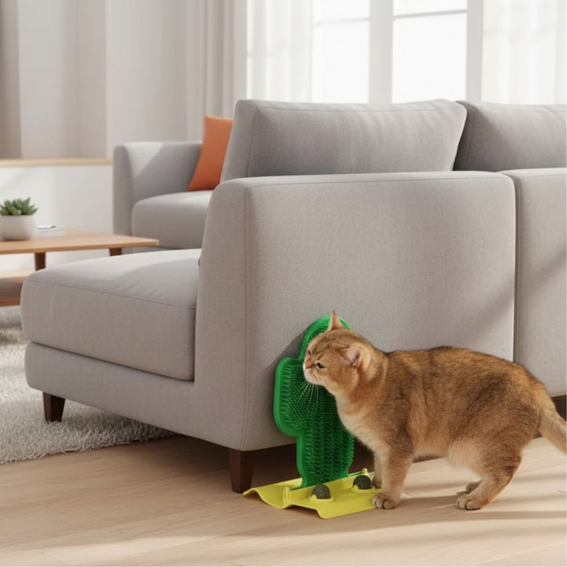 Massageador de Canto Cacto Felino com Catnip